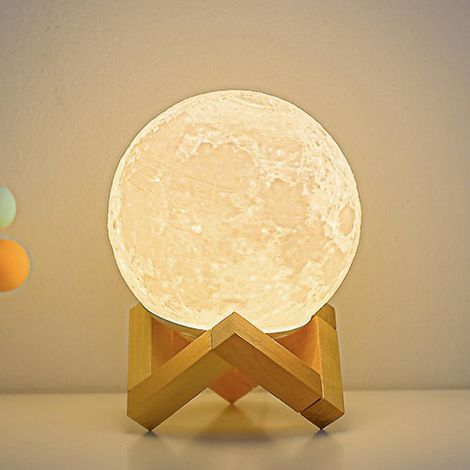 Lampe De Nuit En Forme De Lune, Cadeau Femme Enfants Chargement Usb Et Contrle Tactile, Pour Adultes Et Enfants, Blanc Chaud Froid