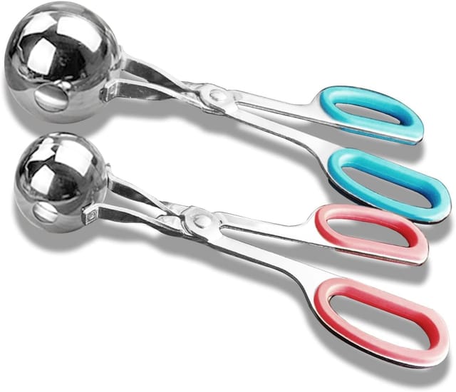 Set Mit 2 Edelstahl-fleischbällchenzangen – Antihaft-lebensmittellöffel Für Fleischbällchen, Cake Pops, Keksteig, Eiscreme