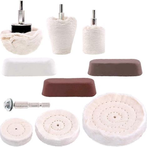 10 Pcs Buffing Pad Polishing Wheel Kits With 3pcs Rouge Compound--