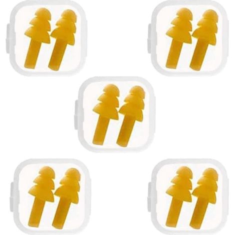 5 Pairs Silicone Earplugs, Earplugs For Sleeping, Swimming Waterproof Earplugs, Reusable Noise Reduction Earplugs Suitable For Sleeping