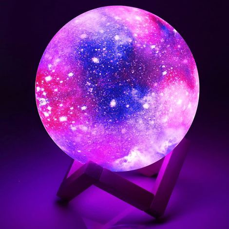 A 3d Moon Night Light 12cm, 16 Couleurs Led Rgb Starry Moon Night Light Chambre Dcoration Usb Rechargeable Mood Light Pour Bb/enfant Anniversaire/