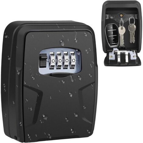 Large Wall Mounted Key Box With 4 Digit Combination Lock, Waterproof Car Key Safe And Card Safe Safe For Home, Office, Garage And School