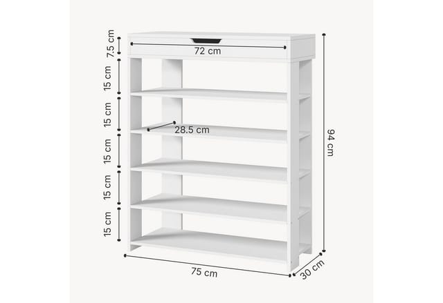 Standregal Boppeelo 94x75x30 Cm Weiß [en.casa]