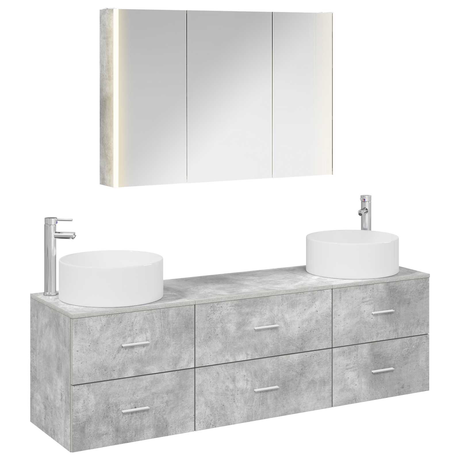 Badezimmermöbel-set 4 Stk. Betongrau 49,5 X 44,5 X 65,5 Cm Vidaxl