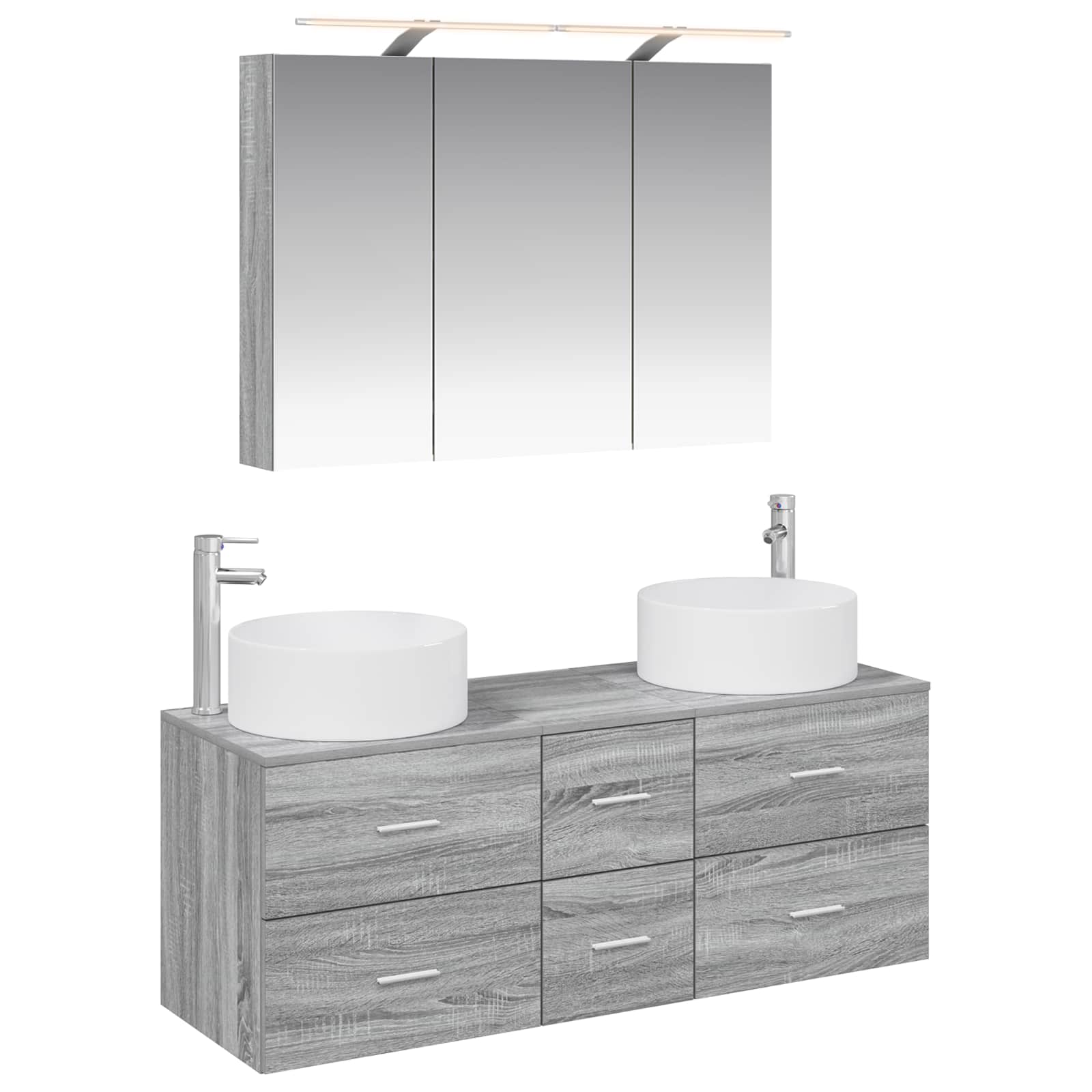 Badezimmermöbel-set 4 Stk. Grau Sonoma 100 X 14,5 X 70 Cm Vidaxl