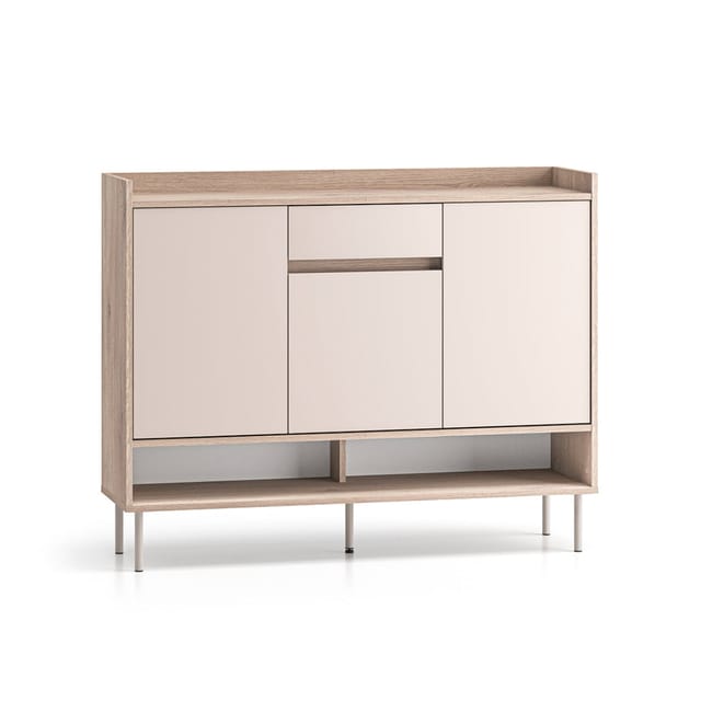 Schuhmöbel Alos Mit 1 Schublade Und 3 Türen, Kaschmir Und Holzoptik, 120cm