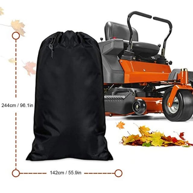 Laubsack Für Aufsitzmäher – Schwarzer Gartenabfalleimer, 210d Oxford-gewebe, 244 X 142 Cm – Set Mit Abfallsammel- Und Reinigungswerkzeugen