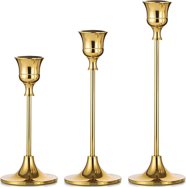 3-teiliges Retro-kerzenständer-set Aus Metall, Konische Kerzenhalter Für Hochzeiten, Weihnachten, Candlelight-dinner, Bankette, Goldene Kerzenständer Für Esszimmer, Wohnzimmer, Geburtstagsfeiern, Heim