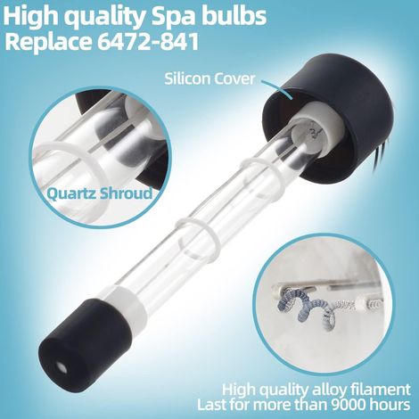 Clear Ray 6472-841 Replacement Xl Bulb For Sundance Spa Hot Tub Uv Pool Clearray Hot Tub Light Bulb Compatible With Jacuzzi And Sundance Spas Clearray Water Purification System