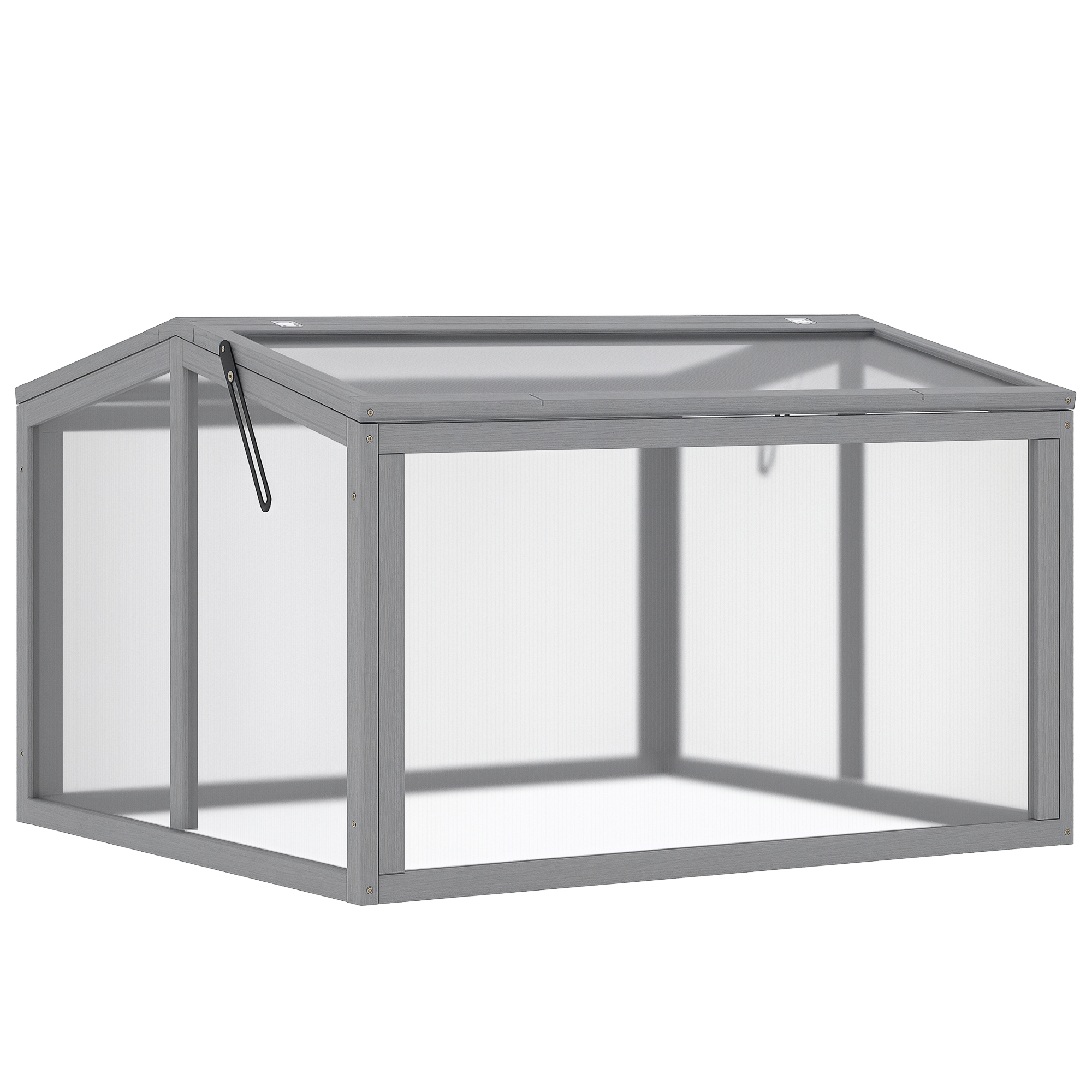 Frühbeet Treibhaus Gewächshaus Frühbeetkasten Pflanzenbeet Mit Abdeckung Aus Holz Und Polycarbonat Wetterfest Hellgrau 90 X 80 X 58 Cm - Outsunny