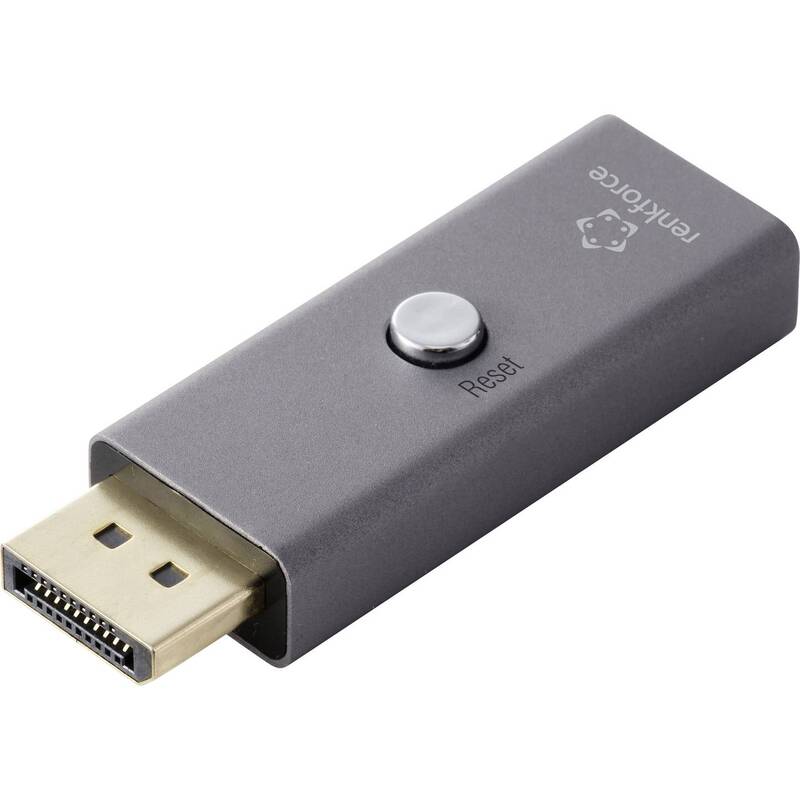 [neuwertig] B-ware Renkforce Edid Emulator Displayport Adapter Monitor Tv Headless Aluminium 8k Uhd