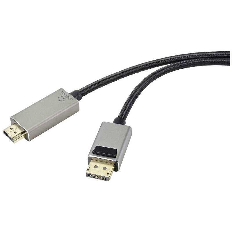 [neuwertig] B-ware Renkforce Verbindungskabel Kabel Displayport Hdmi Stecker Monitor Tv Schwarz 2m