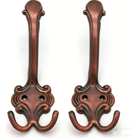 Clothes Hook - Zinc Alloy - Antique Red - Large Size - For Bathroom Towel Robe Door Back - 2 Pieces