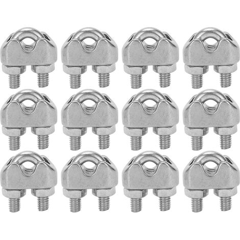 Cable Clip - M3 Stainless Steel U Bolt Saddle Clamp - For 3.2mm Wire Rope - 12 Pieces
