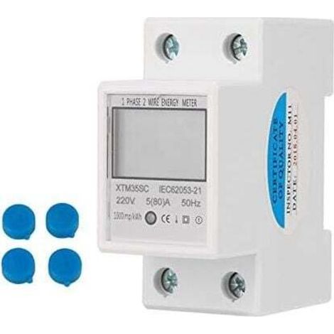 Ymyny Digital Electricity Meter 220v 5(80)a Single Phase Din Rail Digital Energy Meter 2 Wire 2p Din Rail Electricity Meter Electronic Kwh Meter 1pc