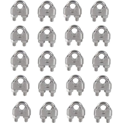 Ymyny M4 Cable Ties U Clip Bolt Cable Clamp 304 Stainless Steel Cable Clamp Saddle Wire Rope Clips For Outdoor Clothes Airer 20pcs