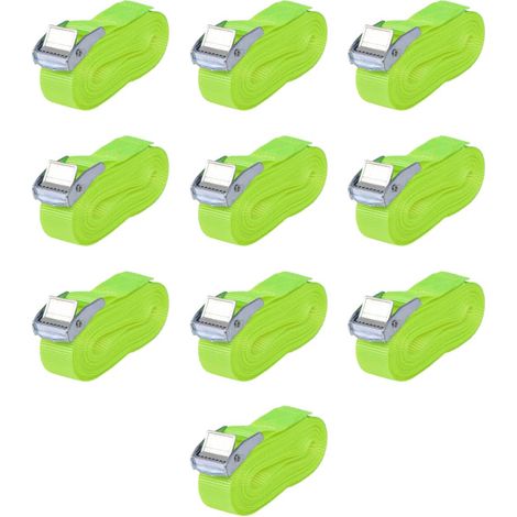 Sangle 10 Pcs 0,25 Tonne 5 M X 25 Mm Vert Fluorescent