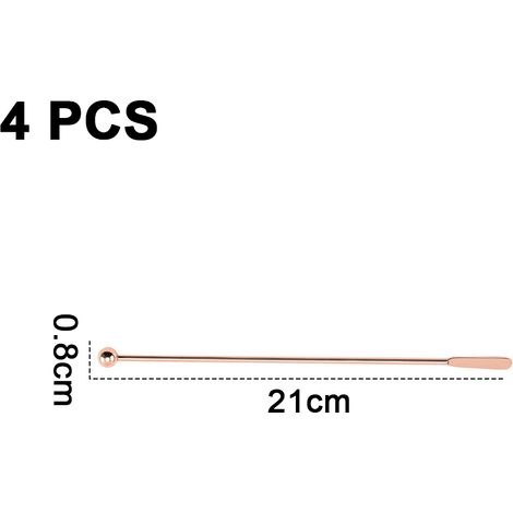 Bar Mixing Stick - 304 Stainless Steel Stirring Rod - For Cocktail Milk Tea Coffee Juice - 4 Pieces