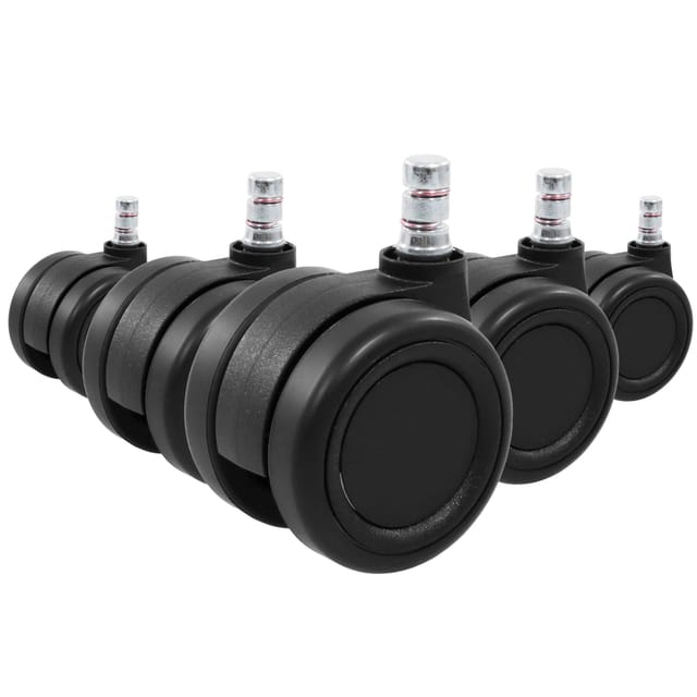 5x Hartbodenrollen Rolo Color 60 11mm / 60mm Büro-stuhl-rollen Für Hartböden (5er Pack) Schwarz/schw