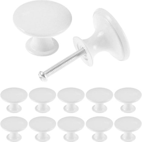 12er-set Vintage-chic Schrankknöpfe Für Antike Küchenschubladen, Runde Türknaufe Mit 30 Mm, Weiß