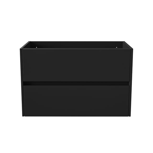 Belvit Drava Waschbeckenunterschrank Waschtisch 80 Cm Mattschwarz 2 Schubladen Softclose Grifflos Badezimmer