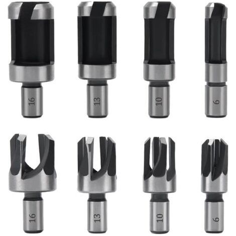Fenoplastica8 Pieces Wood Plug Drill Bit Wood Plug Drill Bit 6mm/10mm/13mm/16mm, Carbon Steel Wood Plug Drill For Woodworking, Claw And Tapered Wood Drill Bits