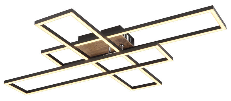 [gebraucht] B-ware Globo Deckenleuchte Lampe Led Dakari Panel Holz Schwarz Drehbar 40w Warmweiß