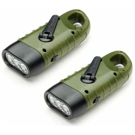Flashlight Solaire Rechargeable - Lampe Durgence Led 8 Lumen - Crank Dynamo Intégré - Pour Randonnée Camping Escalade - Lot De 2