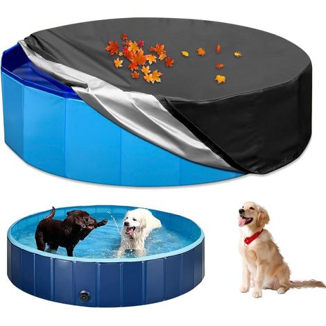 Couverture De Piscine, Ronde, Couverture De Piscine Pour Chiens, 160 X 30 Cm, Bâche De Piscine, Ronde Avec Cordon De Serrage, Pliable, Imperméable, Protection Contre Les Uv, Protection Contre La Pluie