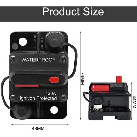 Circuit Breaker - 120 A - 12 V À 24 V Cc - Étanche - Réinitialisation Manuel - Pour Installation Auto Marine Audio