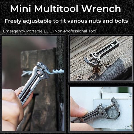 Mini Multitool Wrench - Compact Titanium Multitool, Outil Clé Multifonction, Clés Réglables, Outil Clé Extérieur, Portable Clé Pour Camping