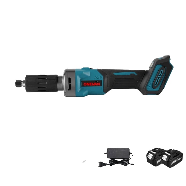 Geradschleifer, Bürstenloser Motor, Variable Drehzahl, 2 Akkus, Eu-stecker