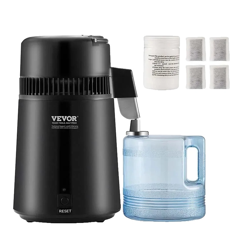 Wasserdestilliergerät, 1,05 Gallonen Fassungsvermögen, 750 Watt, Lebensmittelechter Edelstahl, Kompaktes Design, Hohe Destillationsrate