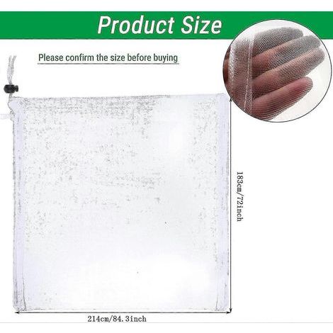Insect Bird Barrier Netting Mesh With Zipper,for Protect Plant Fruits Flower (84 X 72 Inch),whiteaaaas