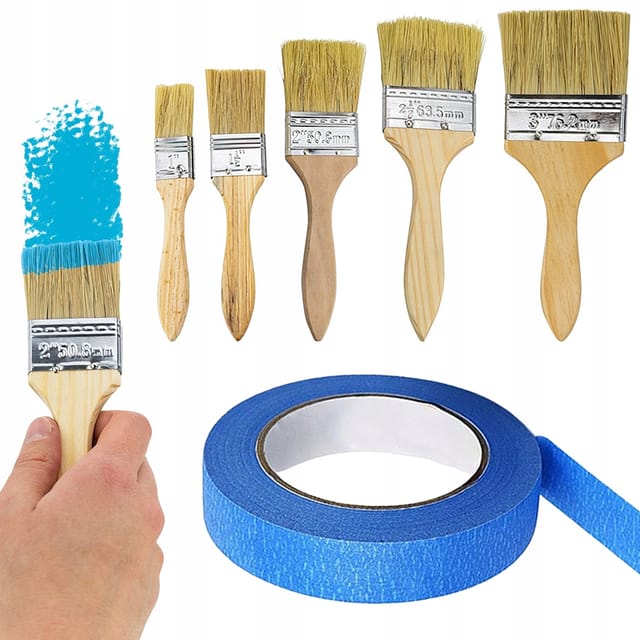 Rosfix Set Pinsel Synthetic Hq – 5 Stück Set Klebeband Blau 40 Mm X 50 M Synthetikhaar Für Wände Und Möbel