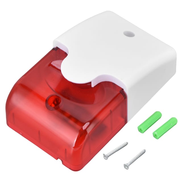 Mini-kabelgebundener Licht- Und Tonalarm – Blitzlichtsirene Für Die Heimsicherheit, 12 V Dc, Abs, 12 X 7 X 4,5 Cm, 110 Db + Zubehör