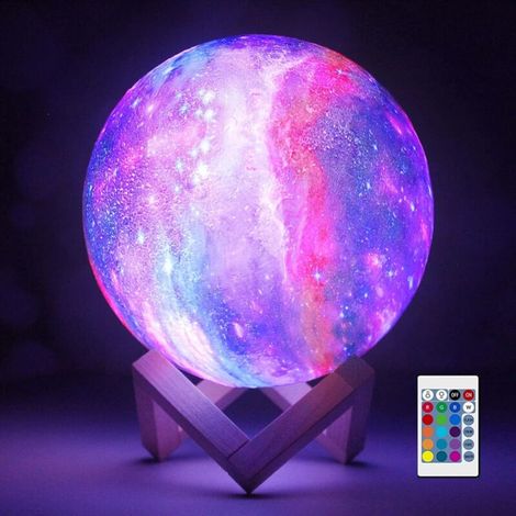 Veilleuse Lampe De Lune, Moon Lamp Clair De Lune Lumière De La Lune Lumière De Nuit Pour Enfants 16 Couleurs Led Support De Bois Contrle À Distance Et Tactile Cadeau Pour Les Filles 1