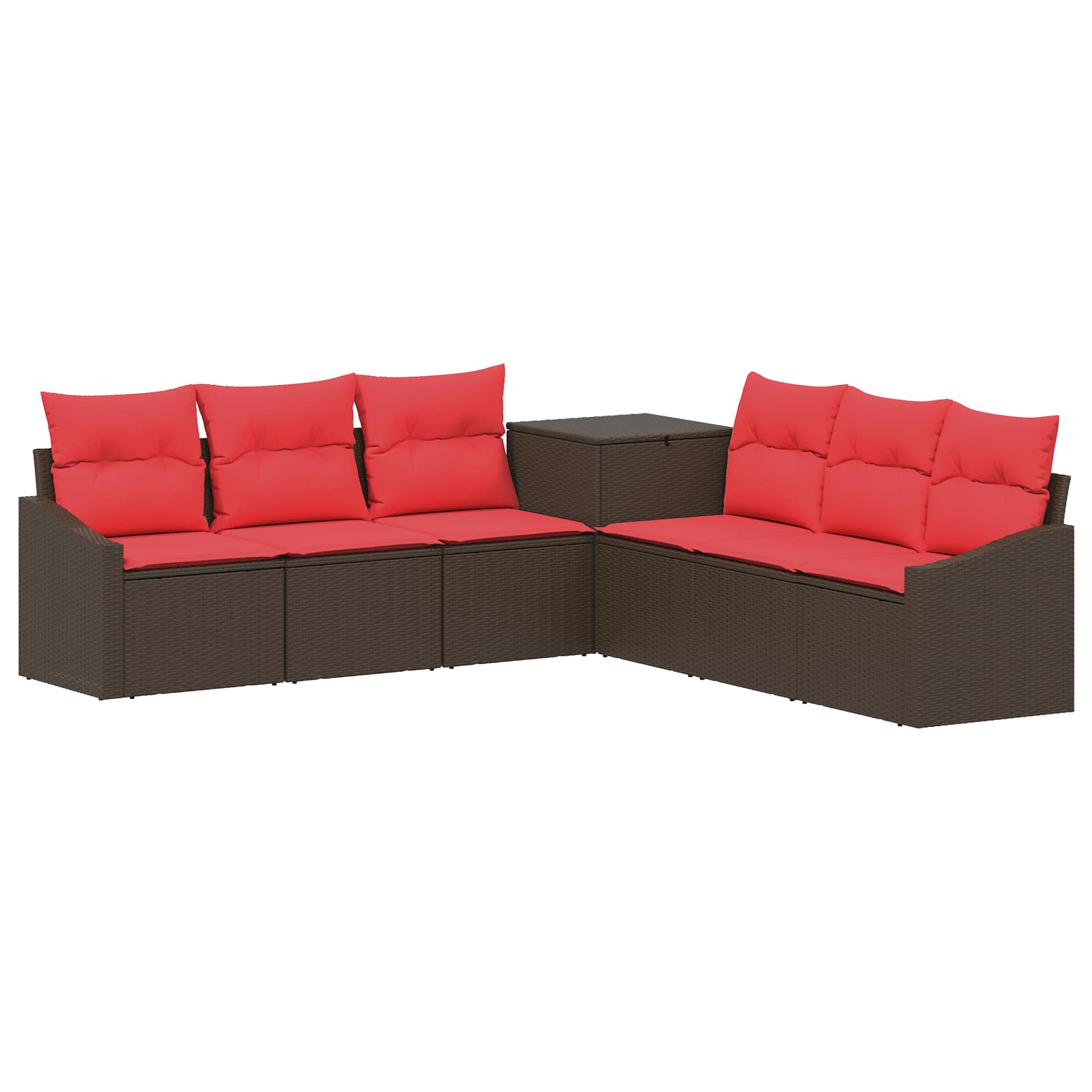 Sofa Set 7 Stk. Braun Und Rot 123 X 62 X 69 Cm Vidaxl