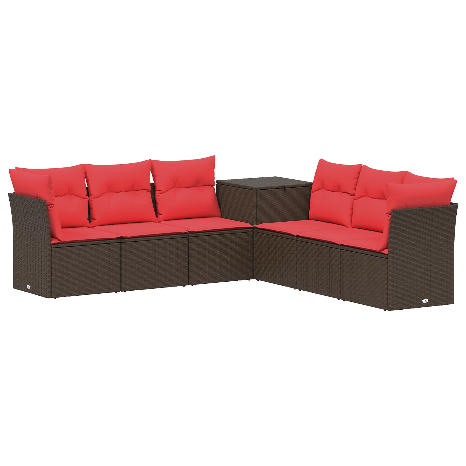 Sofa Set 7 Stk. Braun Und Rot 234 X 234 X 85 Cm Vidaxl