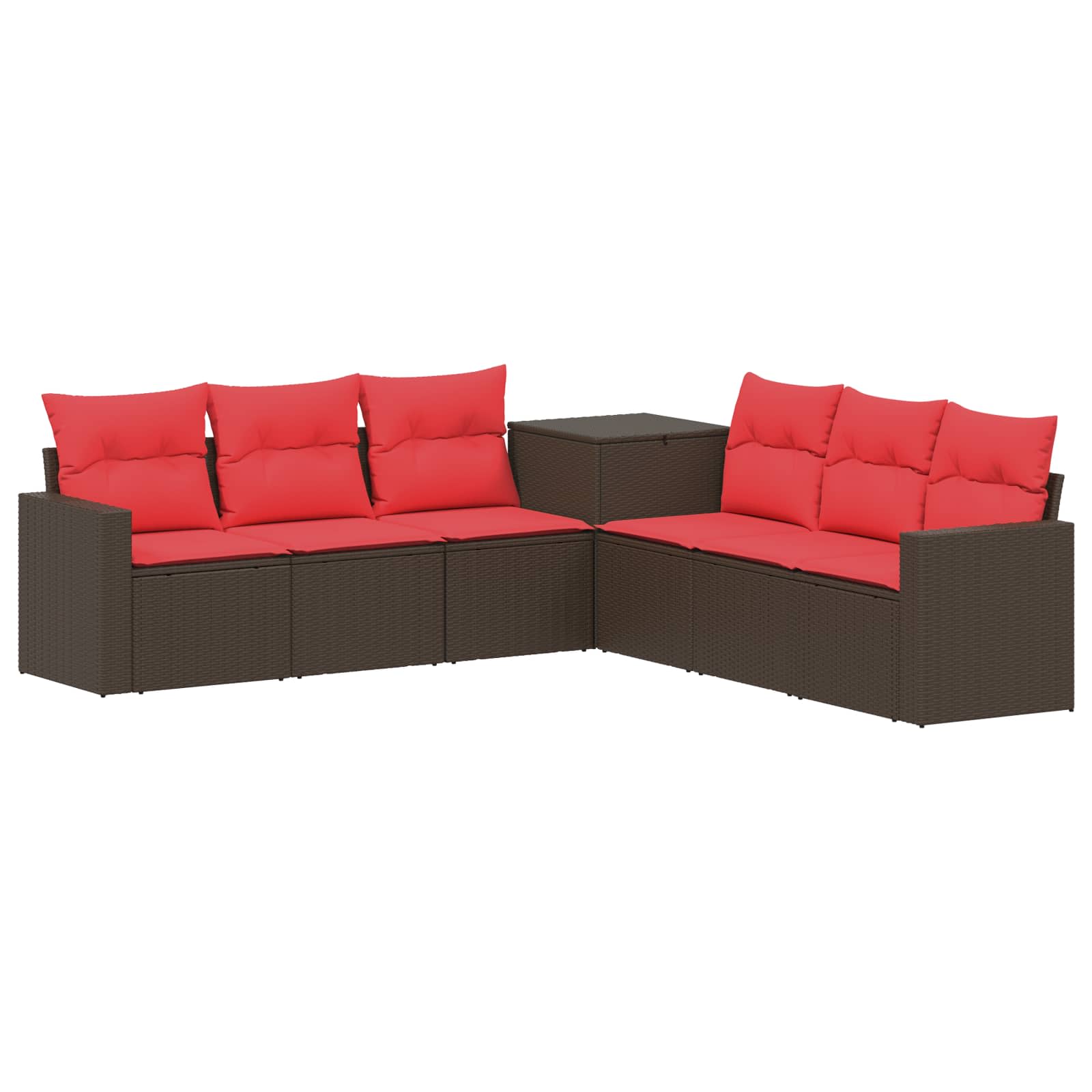 Sofa-set 7 Stk. Braun Und Rot 55 X 55 X 69 Cm Vidaxl