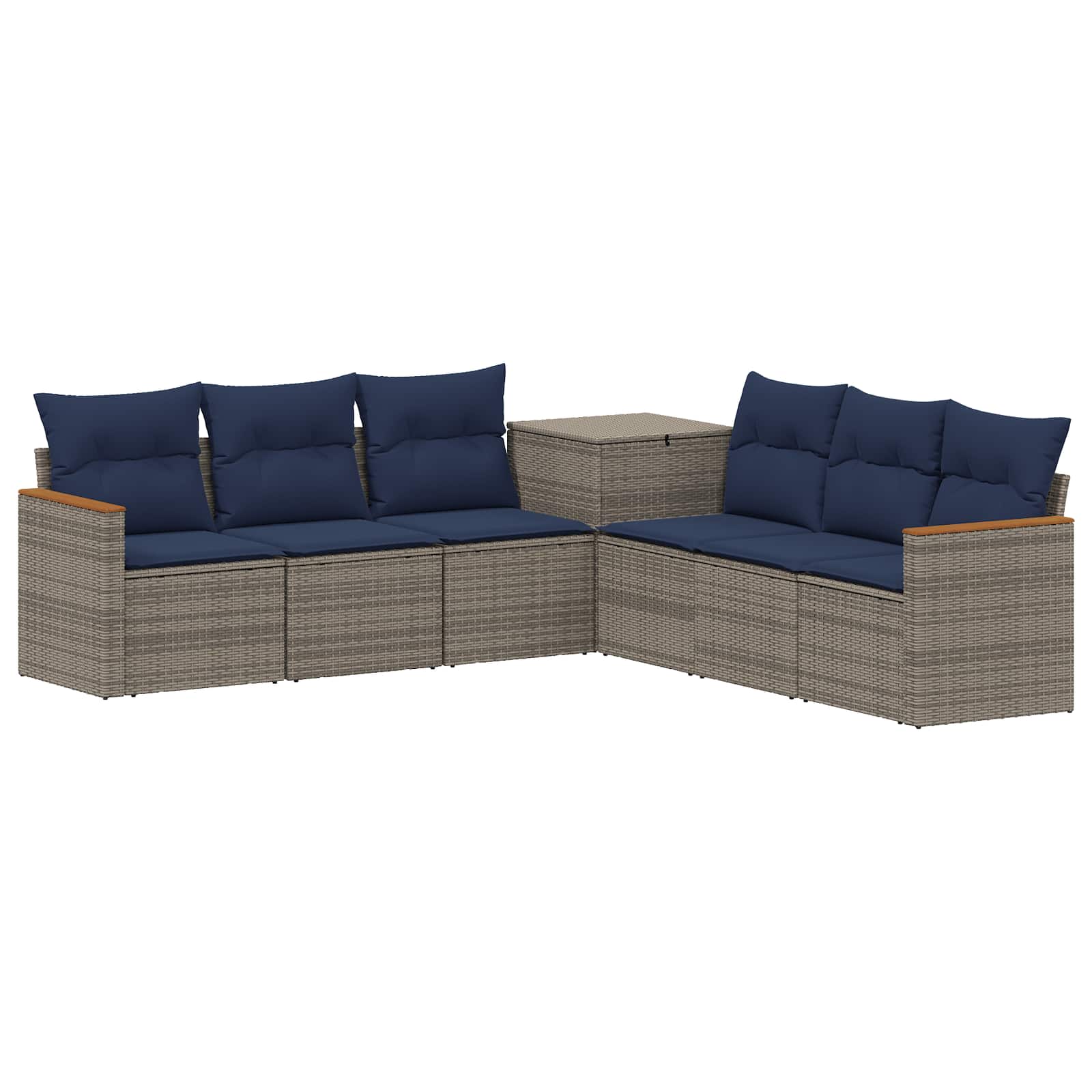 Sofa Set 7 Stk. Grau Und Marineblau 123 X 62 X 69 Cm Vidaxl