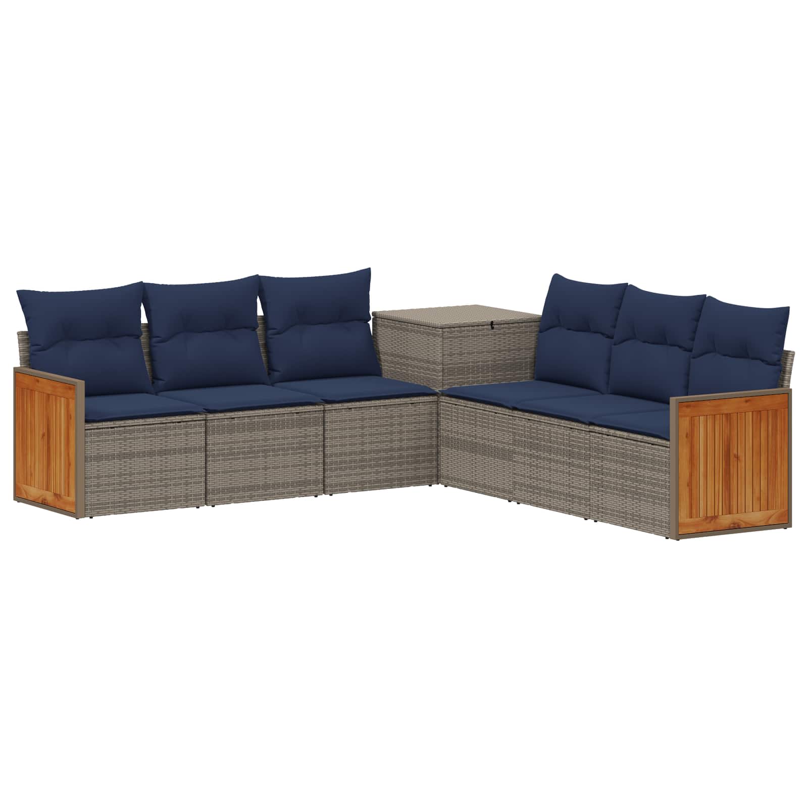 Sofa Set 7 Stk. Grau Und Marineblau 118 X 62 X 69 Cm Vidaxl