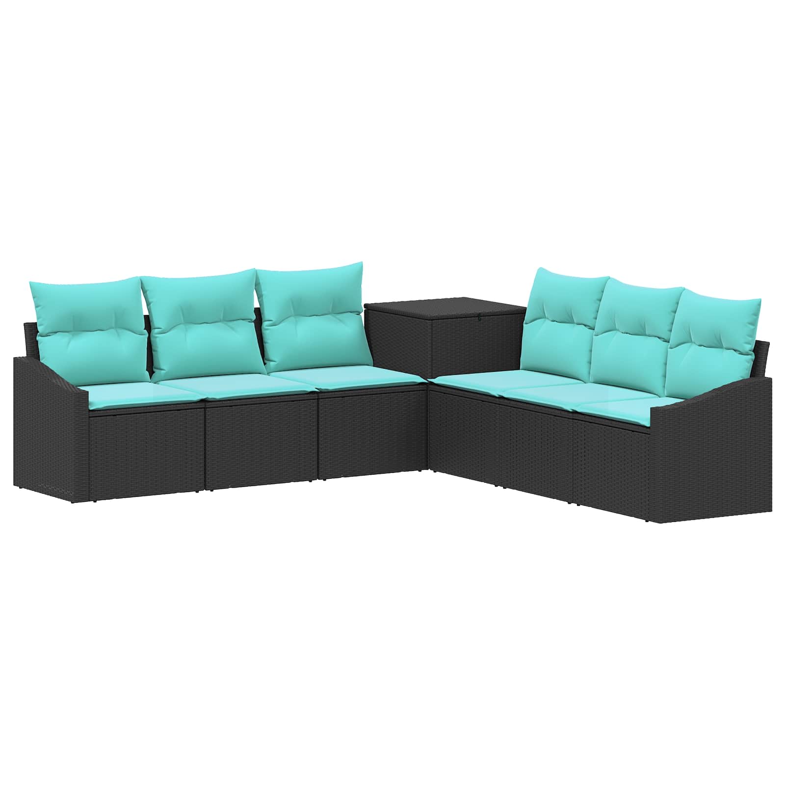 Sofa Set 7 Stk. Schwarz Und Blau 123 X 62 X 69 Cm Vidaxl