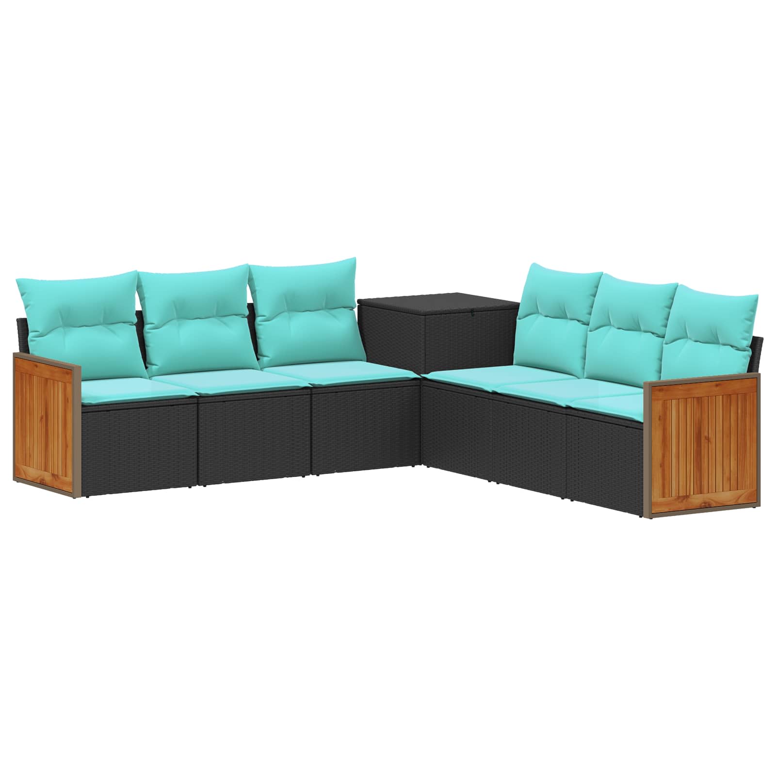 Sofa Set 7 Stk. Schwarz Und Blau 118 X 62 X 69 Cm Vidaxl