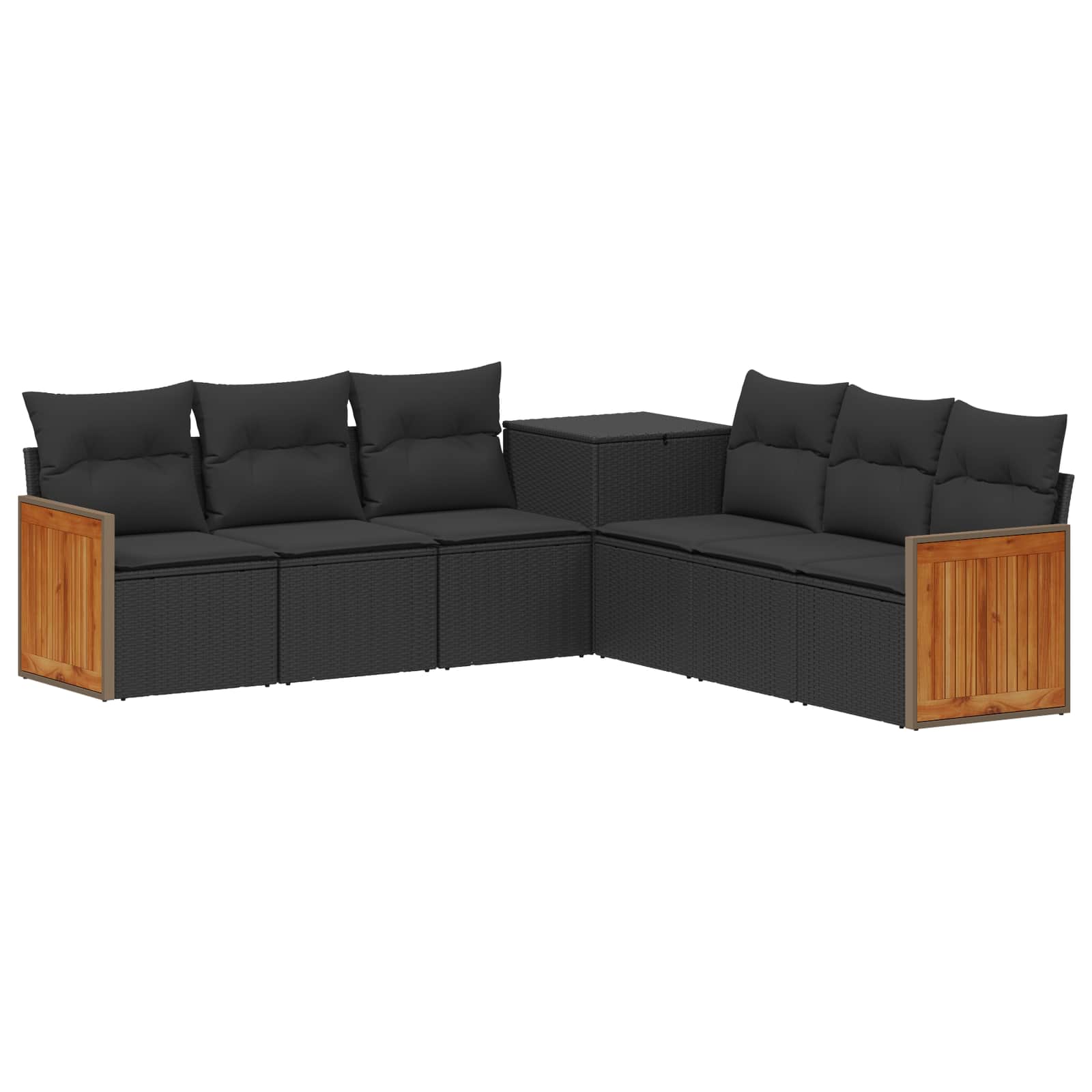 Sofa Set 7 Stk. Schwarz 118 X 62 X 69 Cm Polyrattan Und Stahl Vidaxl