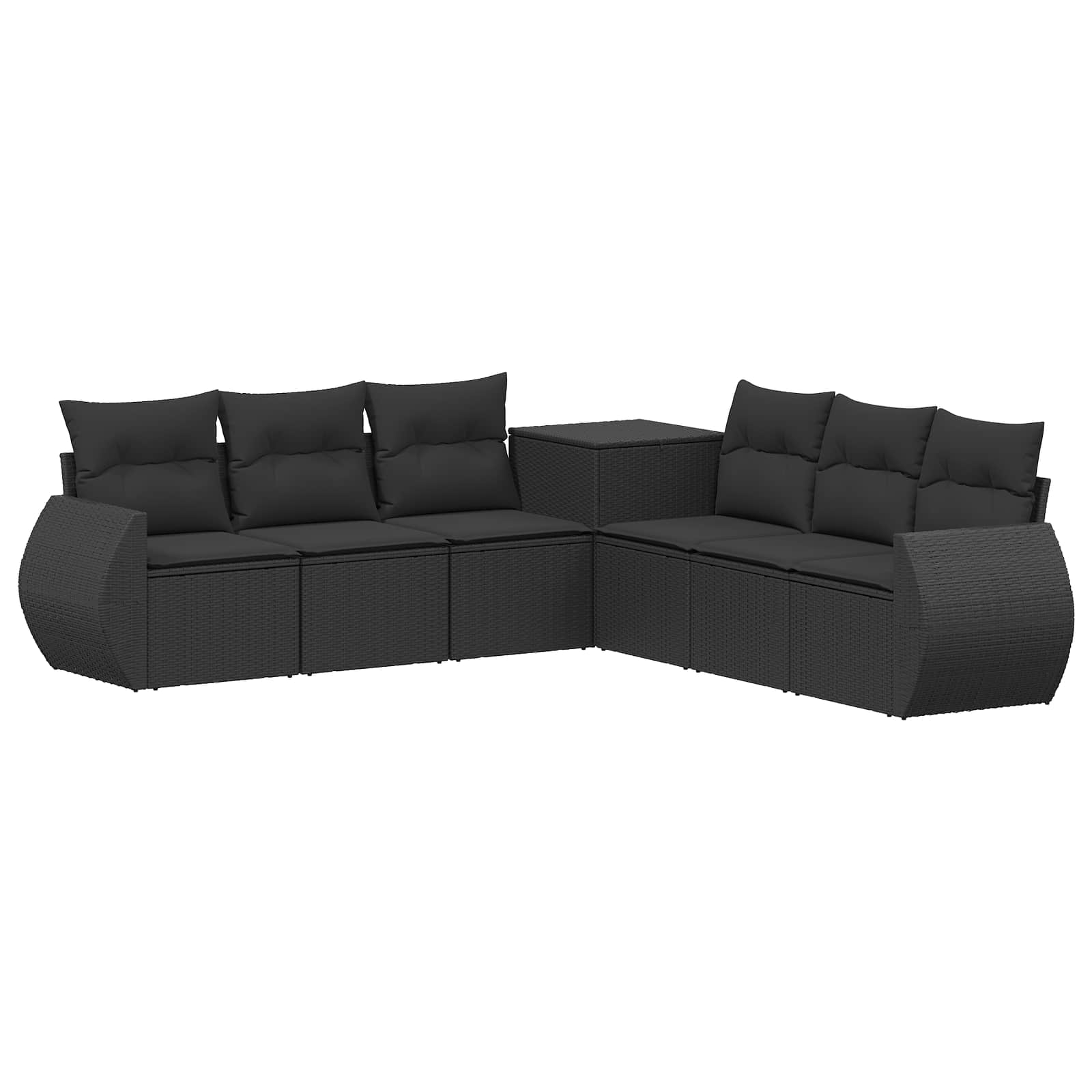 Sofa Set 7 Stk. Schwarz 243 X 243 X 85 Cm Polyrattan Und Stahl Vidaxl