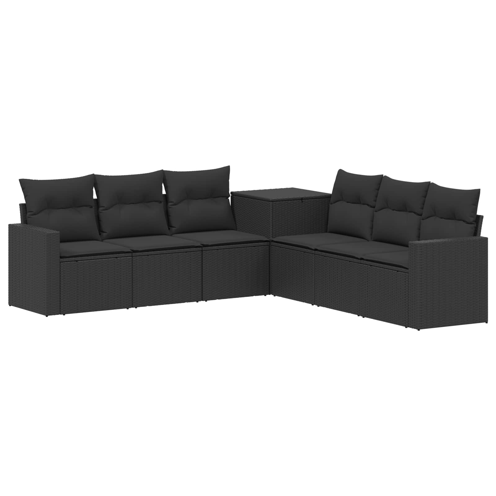 Sofa-set 7 Stk. Schwarz 55 X 55 X 69 Cm Polyrattan Und Stahl Vidaxl