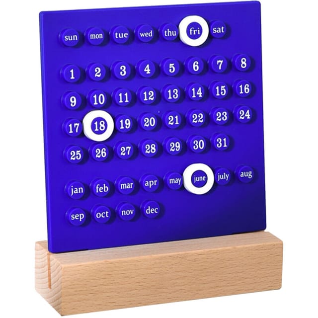 Selbstgemachter Ewiger Kalender Aus Holz Für Kinder – Fördert Die Organisationsfähigkeit – Blaues Modell Fürs Schlafzimmer