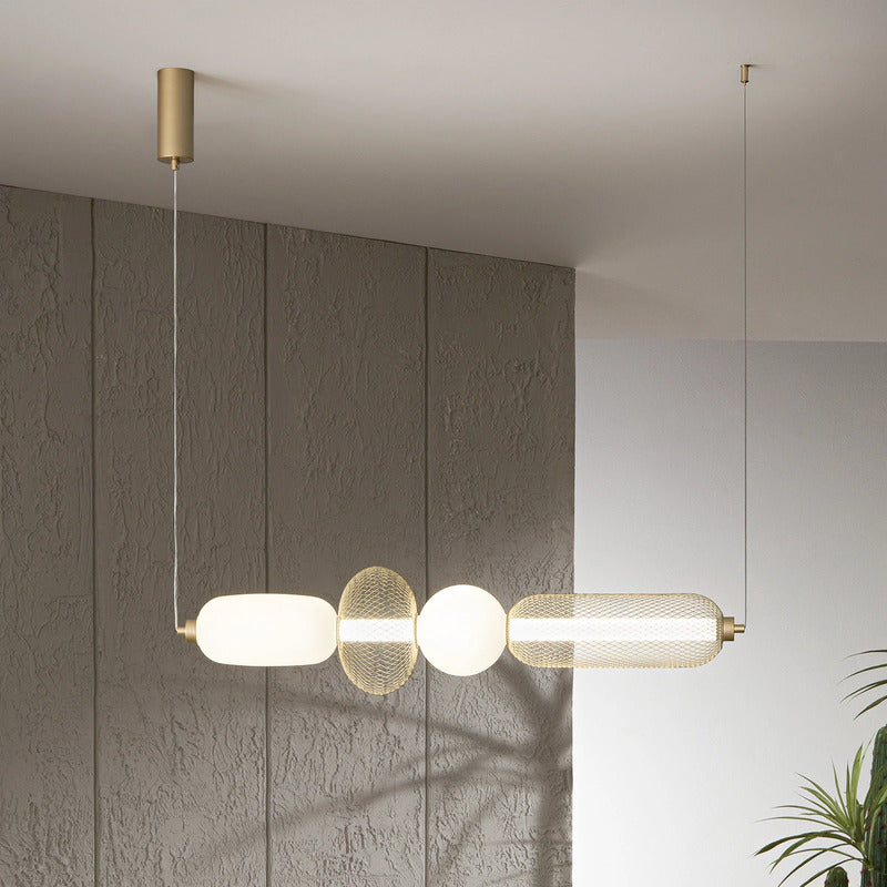 [gebraucht] B-ware Luce Ambiente Design Hängelampe Pendelleuchte Led Glas Metall Gold Weiß Cct 90cm