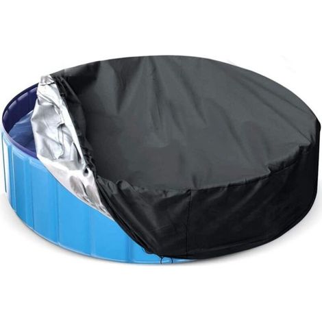 Bâche De Protection Pour Piscine Pour Chien - Ronde - Pliable - Résistant Aux Uv - Pour Piscines Familiales - Noir - 200 Cm X 30 Cm